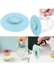 1件/3件硅胶杯盖密封带手柄创意向日葵杯盖马克杯玻璃陶瓷杯防尘防漏北欧杯盖饮具厨房餐厅