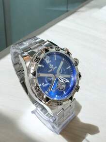 Pallyjane Steel Fashion Men's Waterproof Watch For Men As A Gift M13 - Bạc xanh - Xem 2