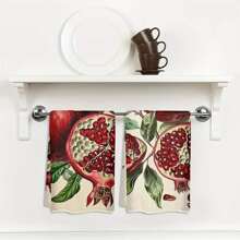 2 件装石榴厨房毛巾套装 - 超细纤维洗碗巾，用于擦干碗碟、烹饪和烘焙 - 现代设计洗碗布，可机洗，吸水茶巾，适用于乔迁和清洁、厨房餐厅装饰、派对装饰、家居装饰