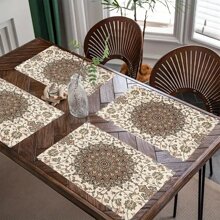 Bohemian Mandala Print Table Placemats Set Of1/ 4/6 - Kitchen And Dining Room Decor - Linen Cover,Room Decor,Party Decor - Multicolor - View 1