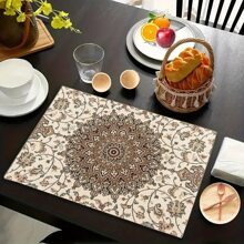 Bohemian Mandala Print Table Placemats Set Of1/ 4/6 - Kitchen And Dining Room Decor - Linen Cover,Room Decor,Party Decor - Multicolor - View 4