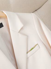 Small Size Women Short Blazer With Back Slit, Casual Korean Style Spring Autumn New Fashion Jacket - Beige - View 3
