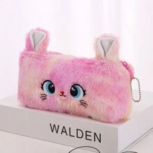 1 Cute Cat Plush Pencil Bag Girl Pencil Bag Kawaii Stationery Large Capacity Pencil Case Pencil Case Makeup Bag Storage Bag