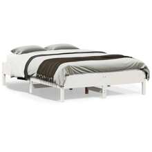 VidaXL Solid Wood Bed Without Mattress White 135x190 Cm Pinewood - White - View 1