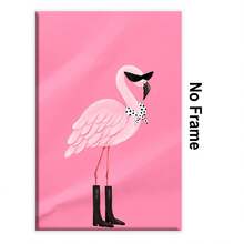 1 幅粉色美学海报学院风房间装饰可爱火烈鸟墙壁艺术帆布海报画适用于客厅卧室无框风格，无框架 - 彩色 - 查看 1