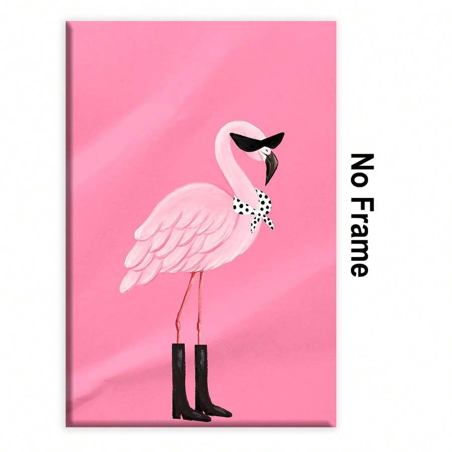 1 幅粉色美学海报学院风房间装饰可爱火烈鸟墙壁艺术帆布海报画适用于客厅卧室无框风格，无框架 - 彩色 - 查看 1