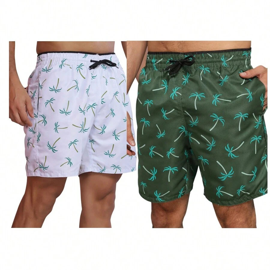 Kit2 Men's Bermuda Shorts Mauricinho Quick Dry Shorts Surf Printed Beach Tactel Adult Short - xanh quân đội - Xem 1
