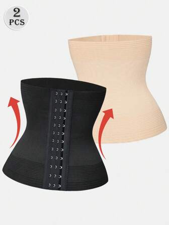 2 piezas Faja trimmer de cintura de unicolor simple para mujer