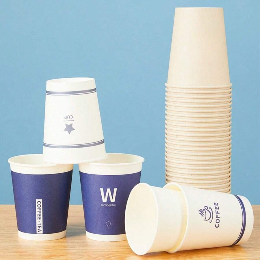 [50 Pieces] Disposable Ins Paper Cup Office Thickened Anti-Scalding ...