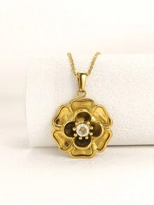 1 件波西米亚风格女士项链，3D 铃铛花和贝壳形状，18K 镀金不锈钢和人造珍珠材质，颜色持久，防过敏，适合日常佩戴和送礼 - 彩色 - 查看 11