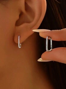 1 Pair 925 Sterling Silver Simple Geometry Earrings For Women Anniversary Gift Original Designed Glamorous Retro Party Fine Jewelry