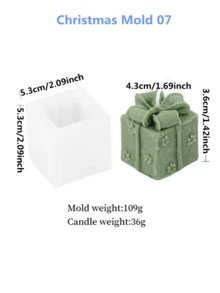 3D圣诞礼盒圣诞树圣诞老人蜡烛硅胶模具DIY圣诞装饰香皂制作节日香薰蜡烛用品礼品球树脂香皂工具DIY场景圆柱石膏摆件 - 白色 - 查看 7