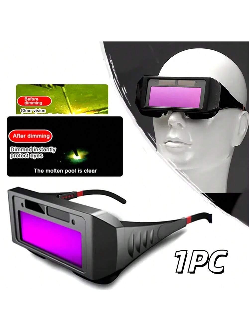 1PC نظارات اللحام التلقائية الأوتوماتيكية Argon Arc Welding Solar Goggles أدوات نظارات خاصة مضادة للوهج للاحامات التلقائية التعتيم | مقاس: حجم واحد