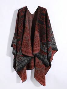 1 件女士休闲复古佩斯利碎花波西米亚风格披肩，防风保暖，适合约会、旅行和户外活动 - A - 查看 4