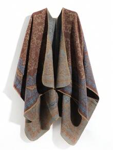 1 件女士休闲复古佩斯利碎花波西米亚风格披肩，防风保暖，适合约会、旅行和户外活动 - A - 查看 2