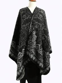 1 件女士休闲复古佩斯利碎花波西米亚风格披肩，防风保暖，适合约会、旅行和户外活动 - A - 查看 6