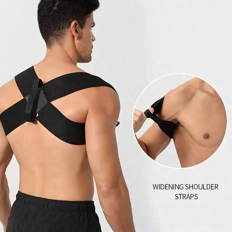 1pc Shoulder Support Strap, Fitness Chest Pec Chest Expansion Lying Barbell Shoulder Openers Chest Exercise Band Posture Corrector Workout Belt - Black - View 5