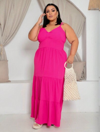 VESTIDO LONGO PLUS SIZE LOOK FESTA TECIDO LEVE DECOTE SEXY CURVE G1 G2