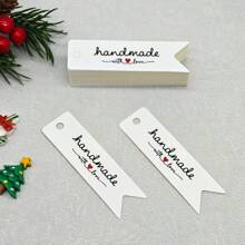 100 sztuk ręcznie robionych zawieszek, białe zawieszki na prezent z motywem jaskółczego ogona z literą "Handmade With Love" na przyjęcie urodzinowe, projekt DIY na Walentynki