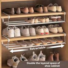 1 件可调节鞋架，新设计分层搁板，节省空间的储物整理器，悬挂式篮子架 - 彩色 - 查看 2