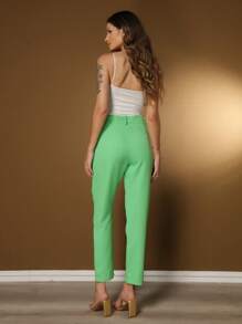 Women's Pants/Tailored Pants/Basic Pants/Elegant Pants/Skinny Pants/Blogger Pants/Fashion Pants - 橄欖綠 - 查看 6