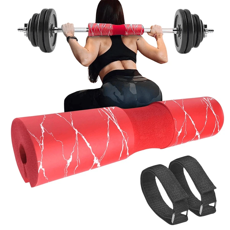 Shang's Cojin Protector Para Barra Olimpica Protector De Cuello Gym diseño marmoleado - Rojo - Ver 1