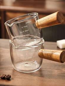 Measuring Cup Kit Sauce Boats Coffee Measuring Cup Milk Sauce Creamer Glass Serving Jar With Bamboo Handle 100ml - 01 單位 - 查看 2
