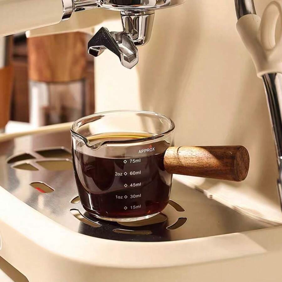 Measuring Cup Kit Sauce Boats Coffee Measuring Cup Milk Sauce Creamer Glass Serving Jar With Bamboo Handle 100ml - 01 單位 - 查看 1