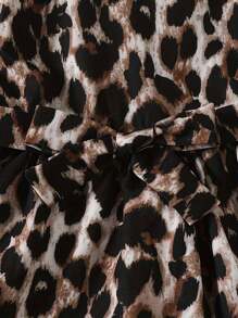 Vestido informal con estampado de leopardo para niñas pre-adolescentes