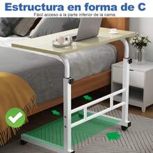 Mesa Portátil Ajustable en Altura 60*40cm con Ruedas - Mesa de Cama y Escritorio Móvil para Hogar y Oficina - Marrón - Ver 5