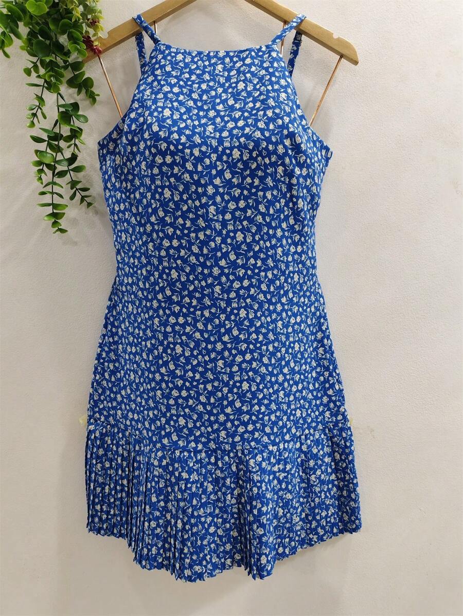 Women's Floral Dress - 中等水洗藍 - 查看 1