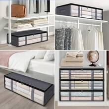 1/3PCS Thùng đựng đồ dưới gầm giường có thể gấp lại - Tủ đựng chăn chống bụi có cửa sổ, Phụ kiện phòng ngủ gia đình tiết kiệm không gian Quần váy Giày dép Quần jean Bốt Váy - Phụ kiện nhiều màu ngẫu nhiên - Xem 4