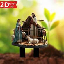 Trang trí cảnh Chúa giáng sinh ngoài trời với cọc sân, bộ cảnh Chúa giáng sinh ngoài trời Holy Family phù hợp cho bãi cỏ, vườn và trang trí nhà cửa dịp Giáng sinh - Nhiều màu - Xem 5