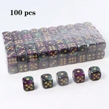 100pcs Colorful Marble D6 Acrylic Round Corner Dice, Premium Durable Dice, Suitable For Games, Math, And Classroom Teaching (12mm) - Multicolor - View 6