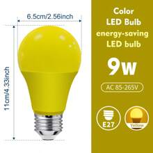 LED 彩色灯泡，A60 9 瓦（相当于 60W），E26 标准中型底座，不可调光，适用于婚礼万圣节圣诞派对酒吧装饰 - 彩色 - 查看 17