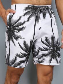 Mauricinho Men's Bermuda Shorts Quick Dry Surf Printed Beach Tactel Men's Adult - 黑與白 - 查看 2