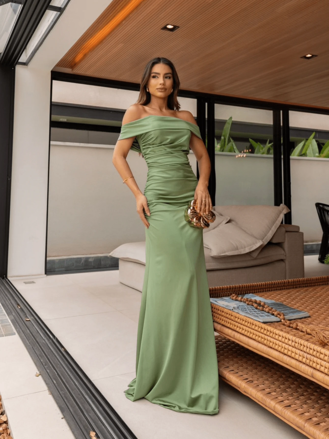 Mermaid Dress For Wedding Guests And Other Events. - Olive Green - View 1