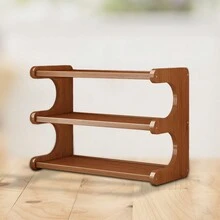 1pc Classic Style Multi-Layer Desktop Storage Rack, Organizer Shelf For Student Dorm, Office Desk, Home Use - Brown - View 9