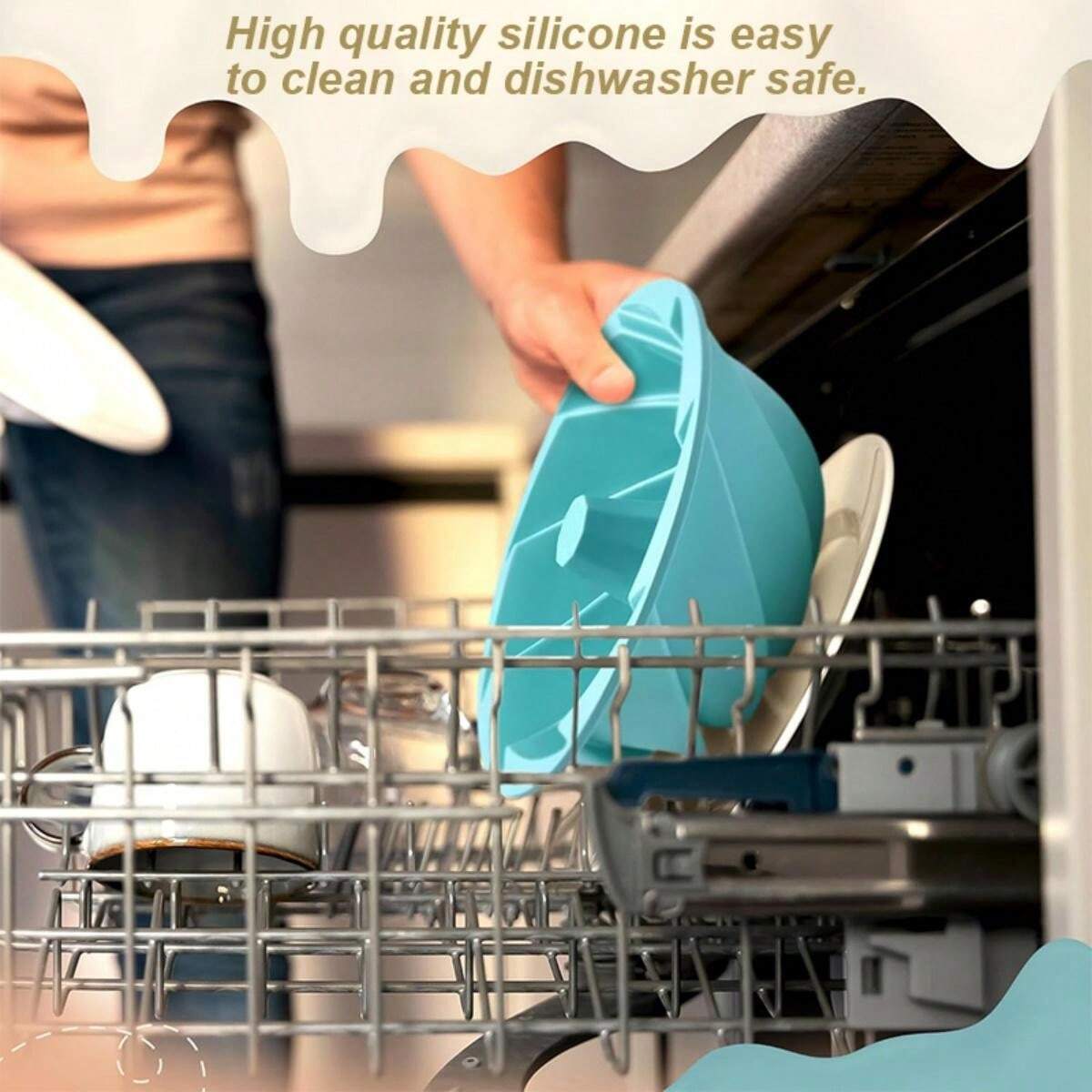 1pc Silicone Bundt Cake Pan, NonStick Fluted Cake Mold For Baking