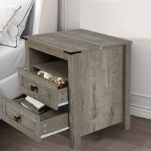Nightstand With 2 Drawers, Wooden Night Stands, Grey Bedside Table Side Table For Bedroom Storage Cabinet End Table For Bedroom - Grey - View 6