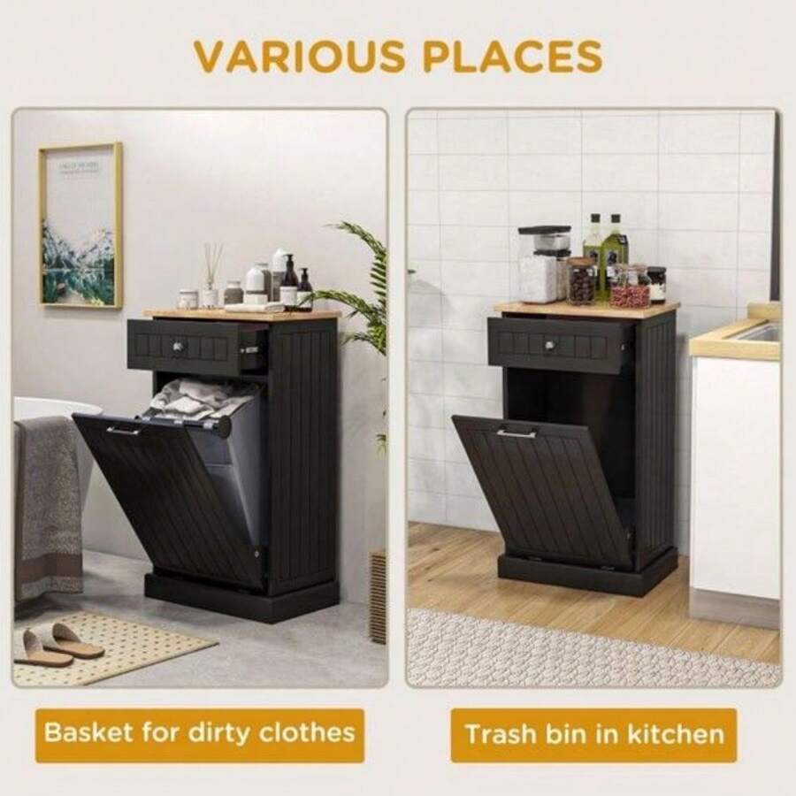 Kitchen Tilt Out Trash Bin Free Standing Recycling