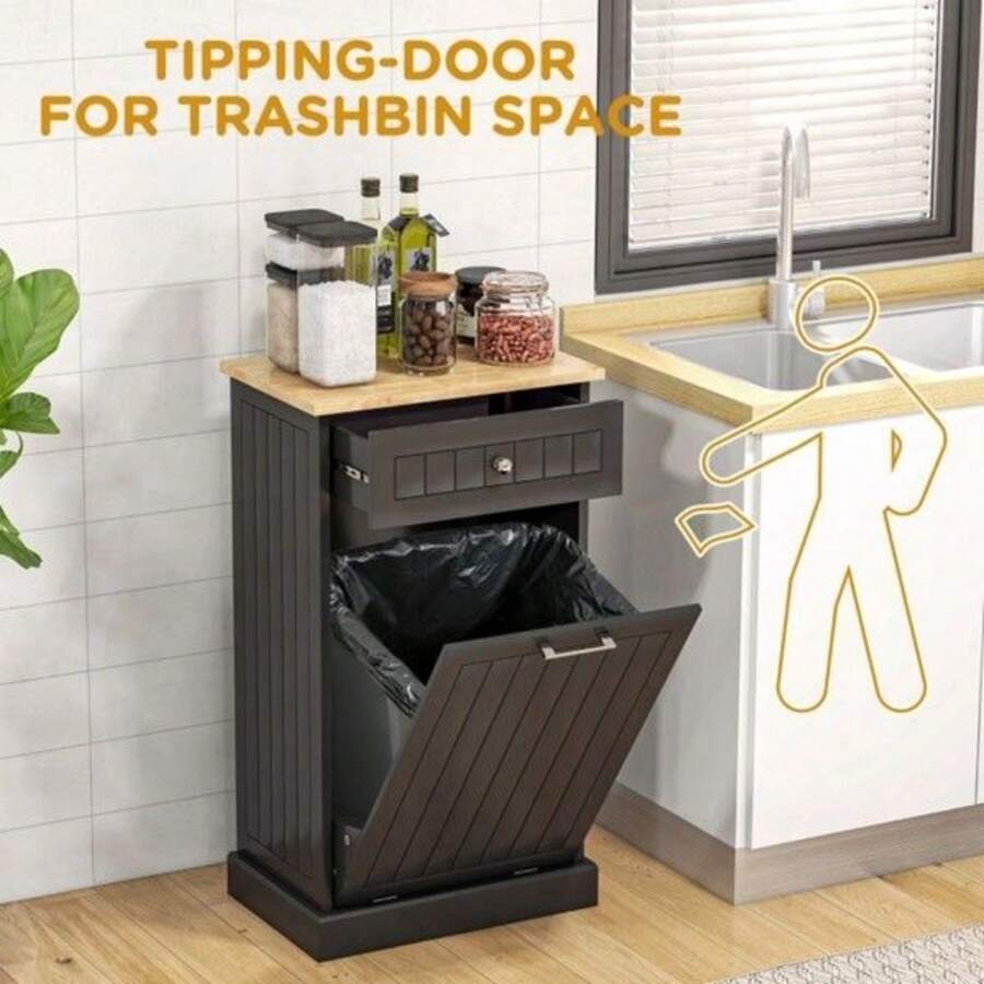 Kitchen Tilt Out Trash Bin Free Standing Recycling
