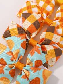 5 件感恩节枫叶和南瓜秋冬儿童发饰节日头饰复古发夹 - 彩色 - 查看 8