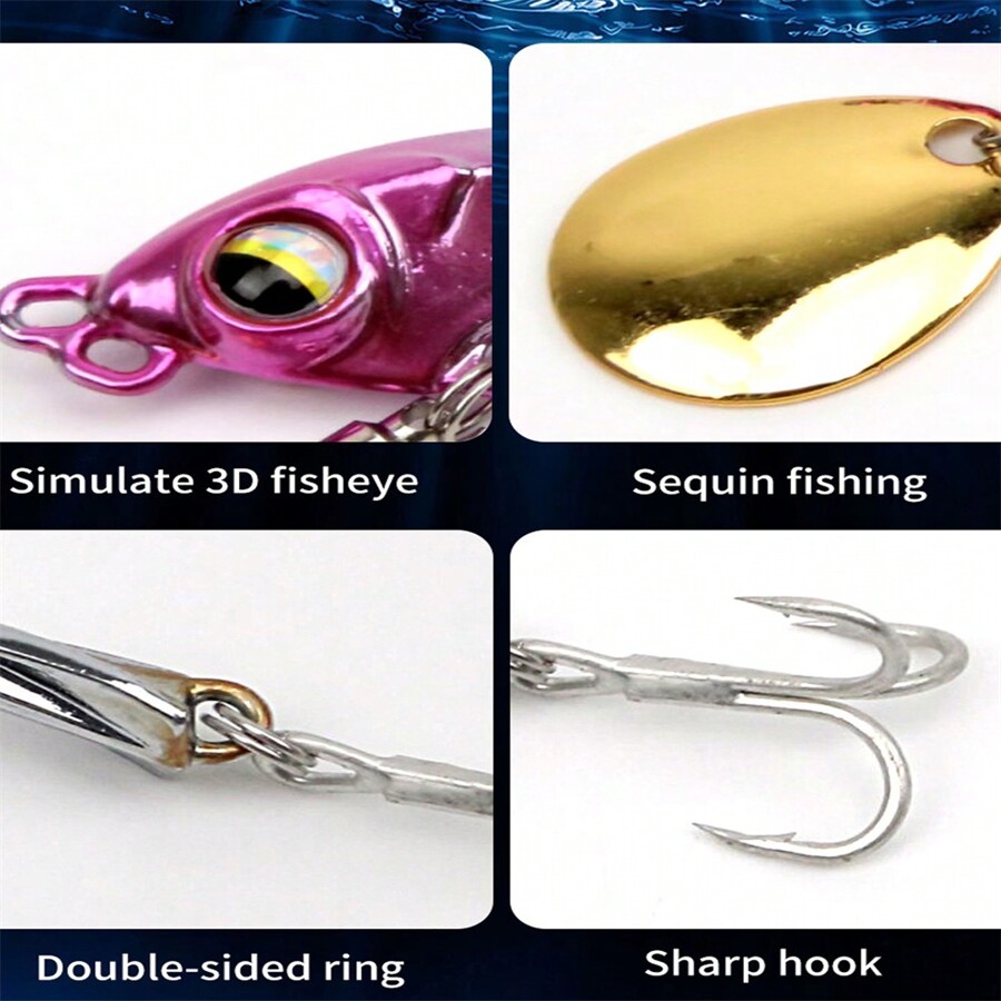 Topline Tackle Metal Shiny Spoon Lure Fishing Bait Set Vibration