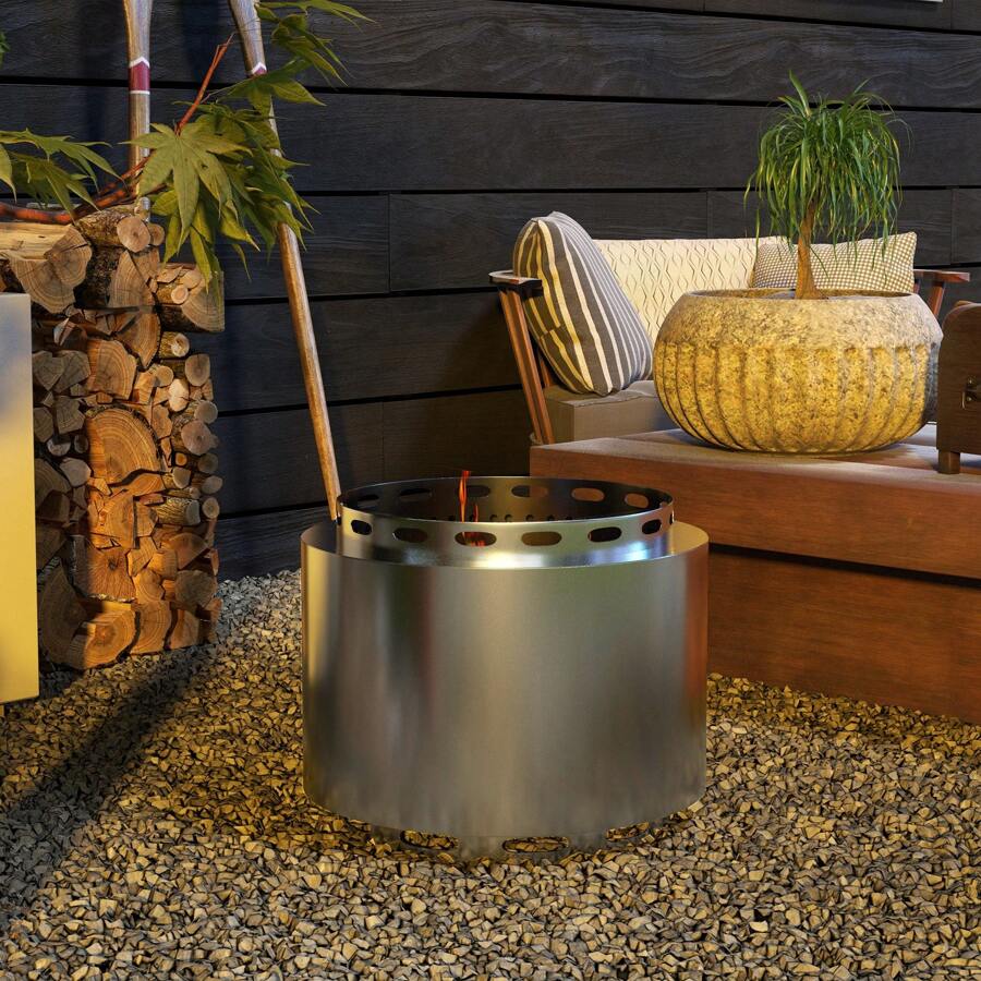 OutVue 36 Inch Fire Pit With 2 Grills, Wood Burning Fire
