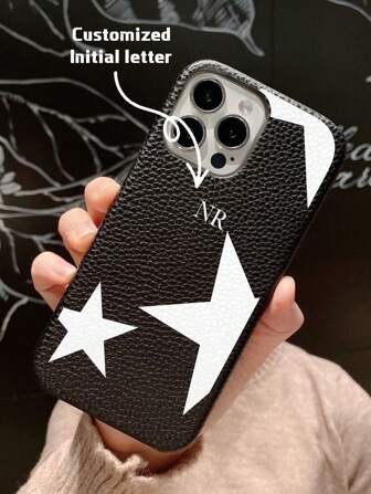 Personalised Initial Letters Name Leather Case Compatible With IPhone 11 12 16 13 15 Pro Max Mini 14Plus Luxury Hard Covers