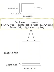 1 件定制秋冬新款加厚灯芯绒单肩手提包，女士休闲大容量轻便实用单肩包，适合日常穿着、购物、旅行、上学、通勤、礼物 - 黑色 - 查看 7