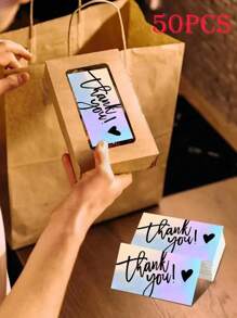 50pcs Laser Cut Thank You Cards, Gifts/Holidays/Wedding Invitations/Appreciation Cards, Gratitude Greeting Cards