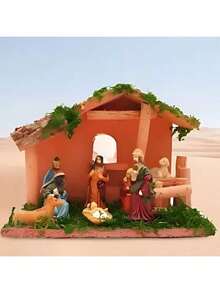 Wooden Nativity Scene Baby Jesus In The Manger - Traditional Christmas Decoration With Charming Details, Ideal For Decorating Tables And Shelves, Measuring 8 Cm X 20 Cm X 15 Cm, Celebrate Christmas With Tradition! - 彩色 - 查看 5