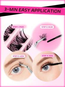 Miss Wink 84 pièces Extensions de cils individuelles naturelles, souples, DD, bouclées et épaisses de 8 à 16 mm, 0,07 mm, C/D, super légères, 7 rangées, effet 3D, à l'épreuve de l'eau, vison en grappe, convenant pour un maquillage léger, complet et pour une utilisation quotidienne, portable pour un usage quotidien ou pour les occasions
